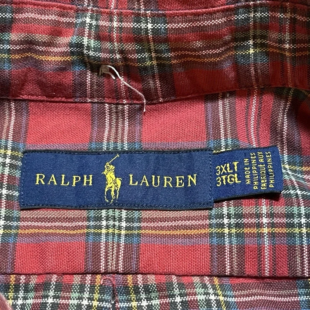 Ralph Lauren Shirt Mens 3xlt Long Sleeve Button-Down Multi Color Plaid Preppy